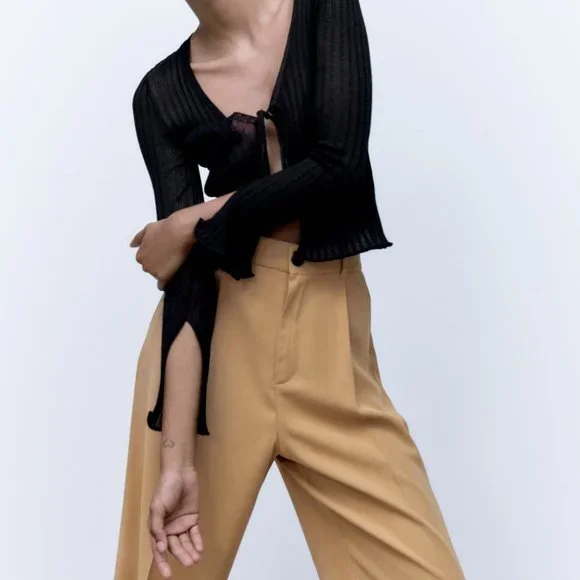 NWT ZARA FULL LENGTH PANTS LIGHT CAMEL - Picture 6 of 6